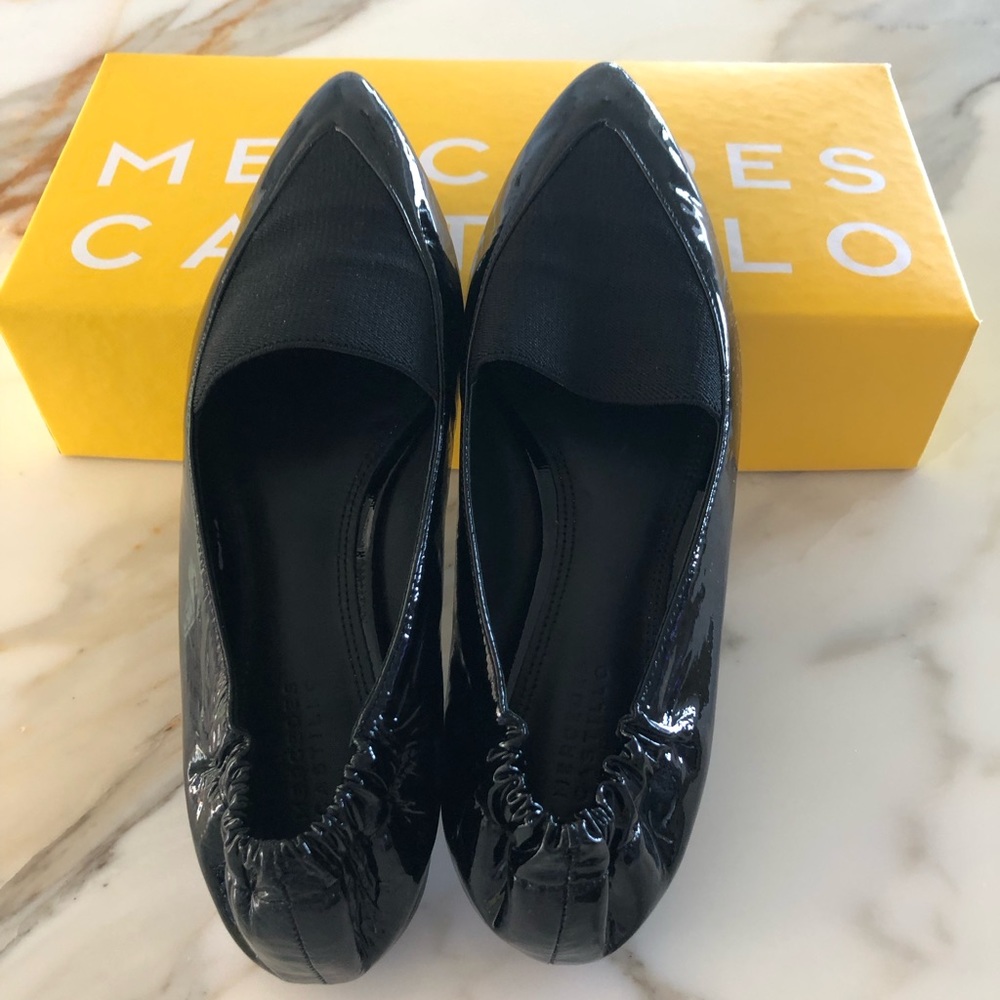 Mercedes Castillo black patent flats